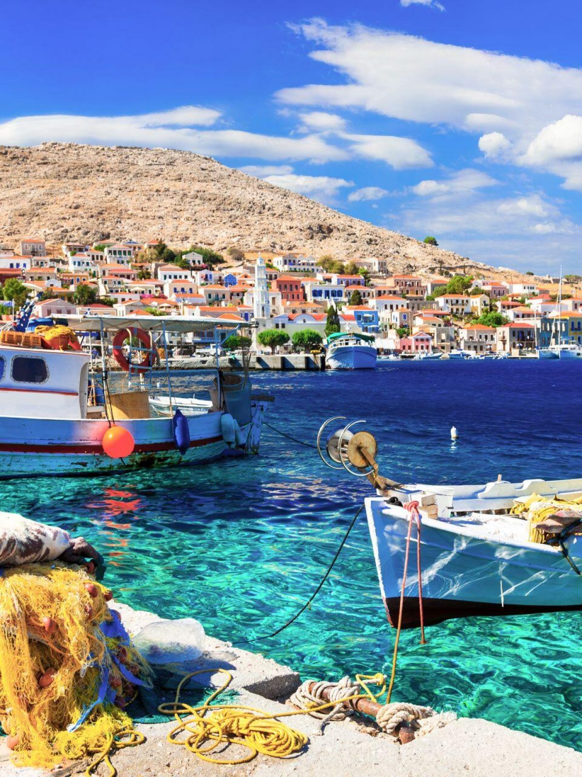 Traditional Greece - fishing boats in picturesque Chalki island